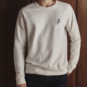 AG Jeans Adriano Goldschmied Siris Crew Neck Sweatshirt Ivory M Finger Heart